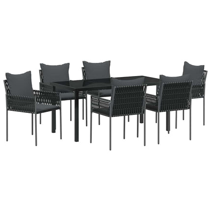 Have Spisebordssæt 7 pcs Sort og grå PE Rattan
