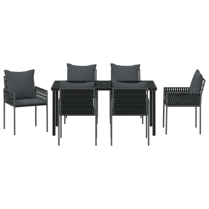 Have Spisebordssæt 7 pcs Sort og grå PE Rattan