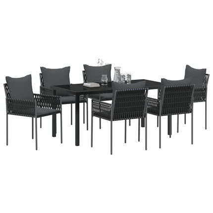 Have Spisebordssæt 7 pcs Sort og grå PE Rattan