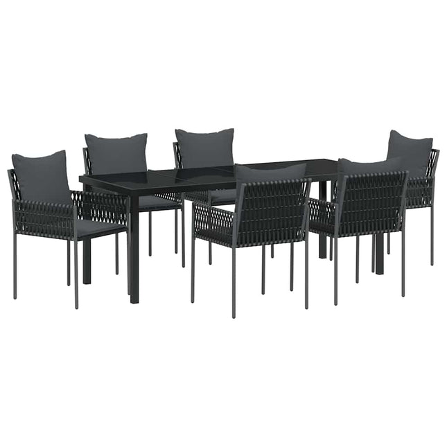 Have Spisebordssæt 7 stk. Sort og grå PE Rattan