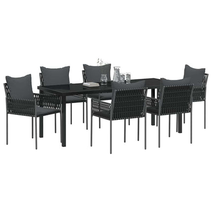 Have Spisebordssæt 7 pcs Sort og grå PE Rattan