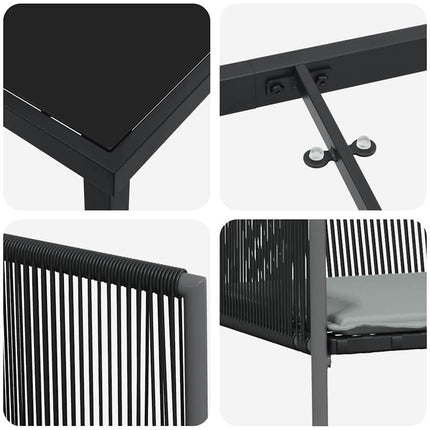 Have Spisebordssæt 5 pcs Sort PE Rattan