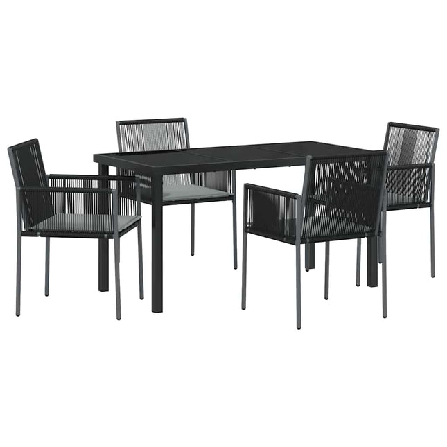 Have Spisebordssæt 5 stk. Sort PE Rattan