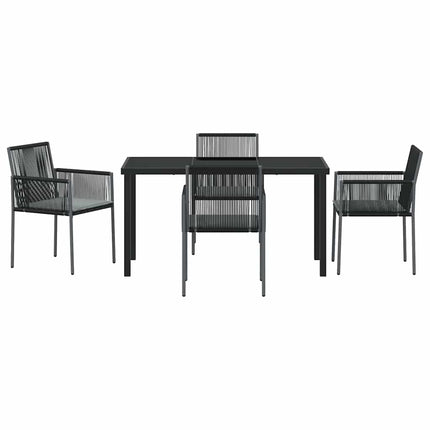 Have Spisebordssæt 5 pcs Sort PE Rattan