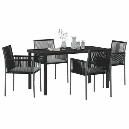 Have Spisebordssæt 5 pcs Sort PE Rattan