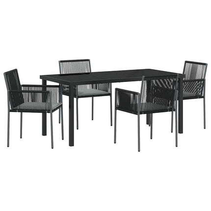 Have Spisebordssæt 5 pcs Sort PE Rattan