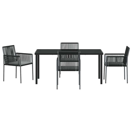Have Spisebordssæt 5 pcs Sort PE Rattan