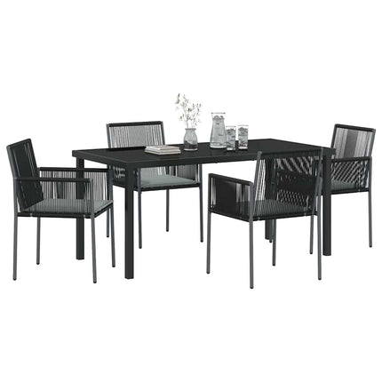 Have Spisebordssæt 5 pcs Sort PE Rattan