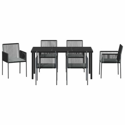 Have Spisebordssæt 7 pcs Sort PE Rattan
