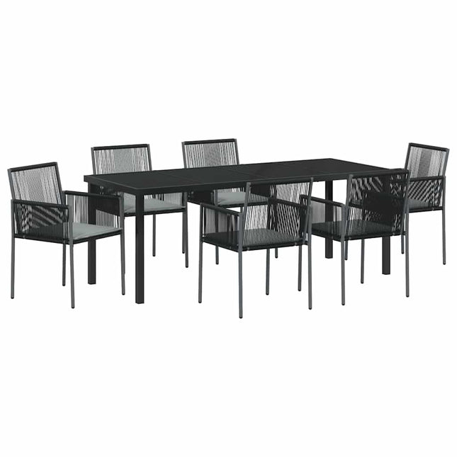 Have Spisebordssæt 7 stk. Sort PE Rattan