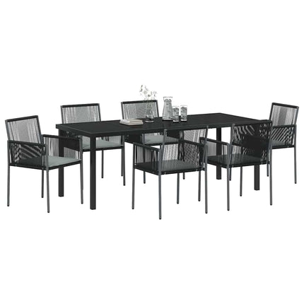 Have Spisebordssæt 7 pcs Sort PE Rattan