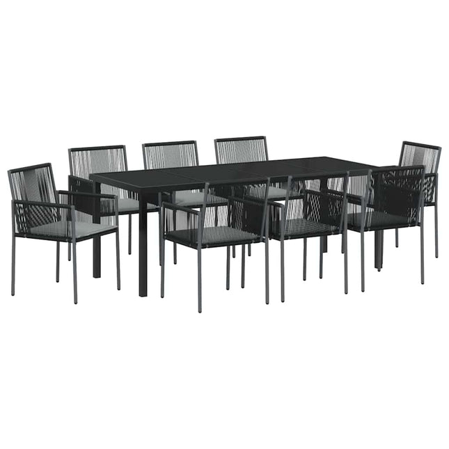 Have Spisebordssæt 9 stk. Sort PE Rattan