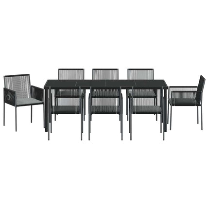 Have Spisebordssæt 9 pcs Sort PE Rattan