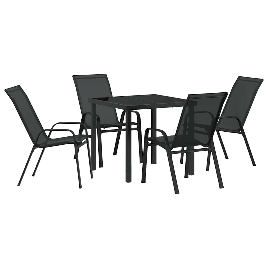 Have Spisebordssæt 5 pcs Sort Pulverlakeret stål