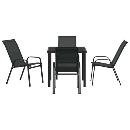 Have Spisebordssæt 5 pcs Sort Pulverlakeret stål