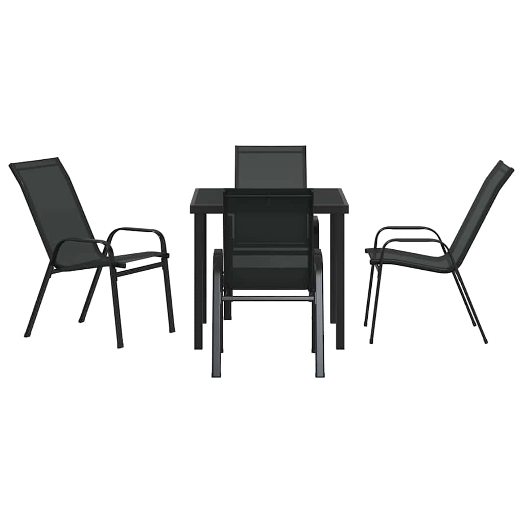 Have Spisebordssæt 5 pcs Sort Pulverlakeret stål