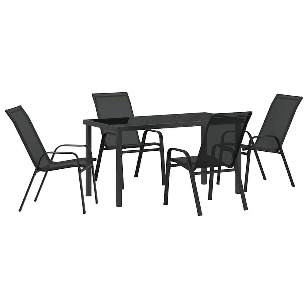 Have Spisebordssæt 5 pcs Sort Pulverlakeret stål
