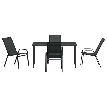 Have Spisebordssæt 5 pcs Sort Pulverlakeret stål