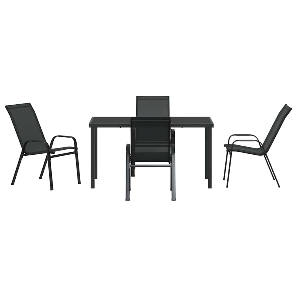 Have Spisebordssæt 5 pcs Sort Pulverlakeret stål