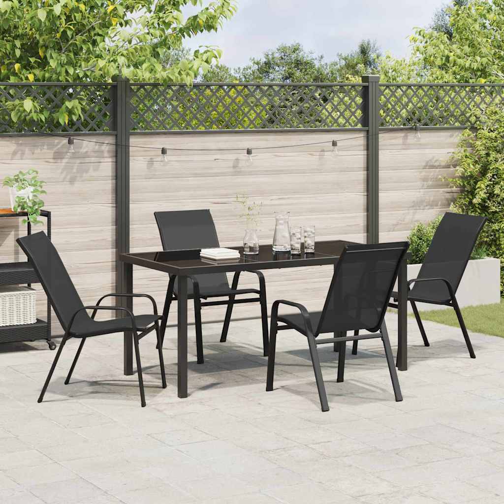 Have Spisebordssæt 5 pcs Sort Pulverlakeret stål