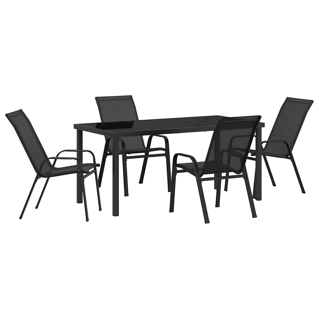 Have Spisebordssæt 5 pcs Sort Pulverlakeret stål