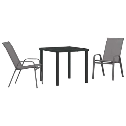 Have Spisebordssæt 3 pcs Grå og sort Pulverlakeret stål