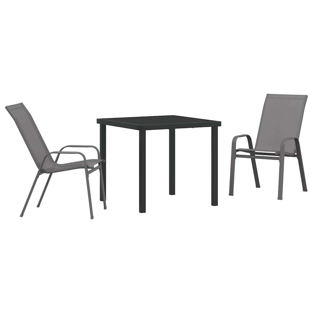 Have Spisebordssæt 3 pcs Grå og sort Pulverlakeret stål