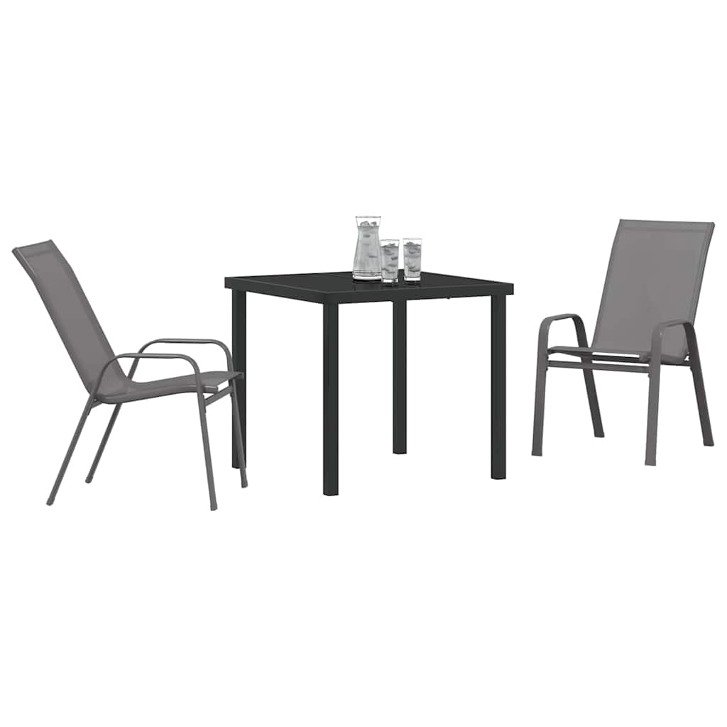 Have Spisebordssæt 3 pcs Grå og sort Pulverlakeret stål