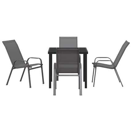 Have Spisebordssæt 5 pcs Grå og sort Pulverlakeret stål