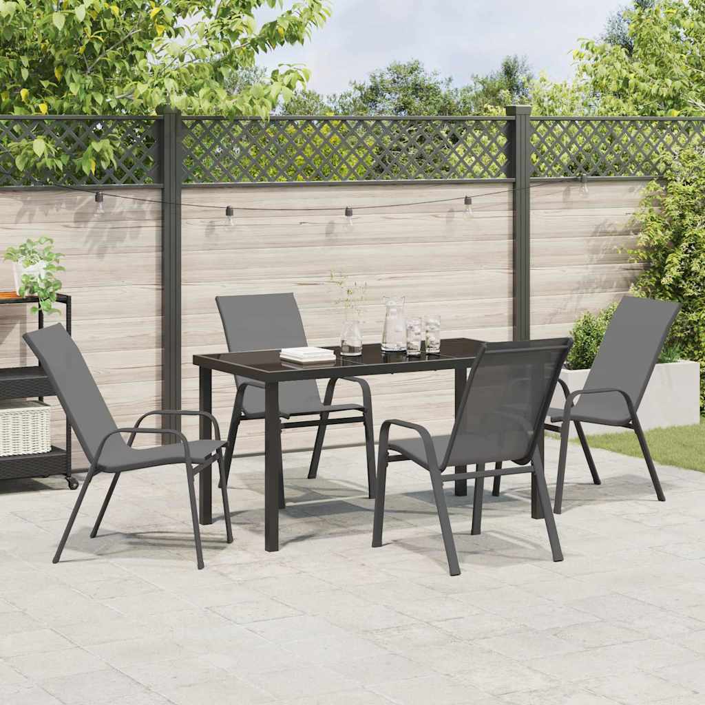 Have Spisebordssæt 5 pcs Grå og sort Pulverlakeret stål