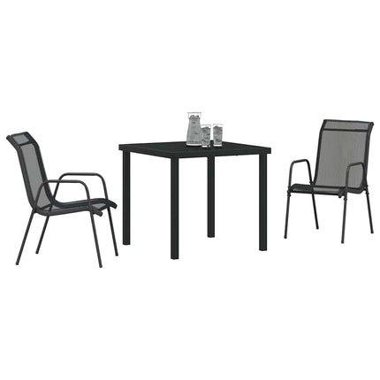 Have Spisebordssæt 3 pcs Sort Pulverlakeret stål
