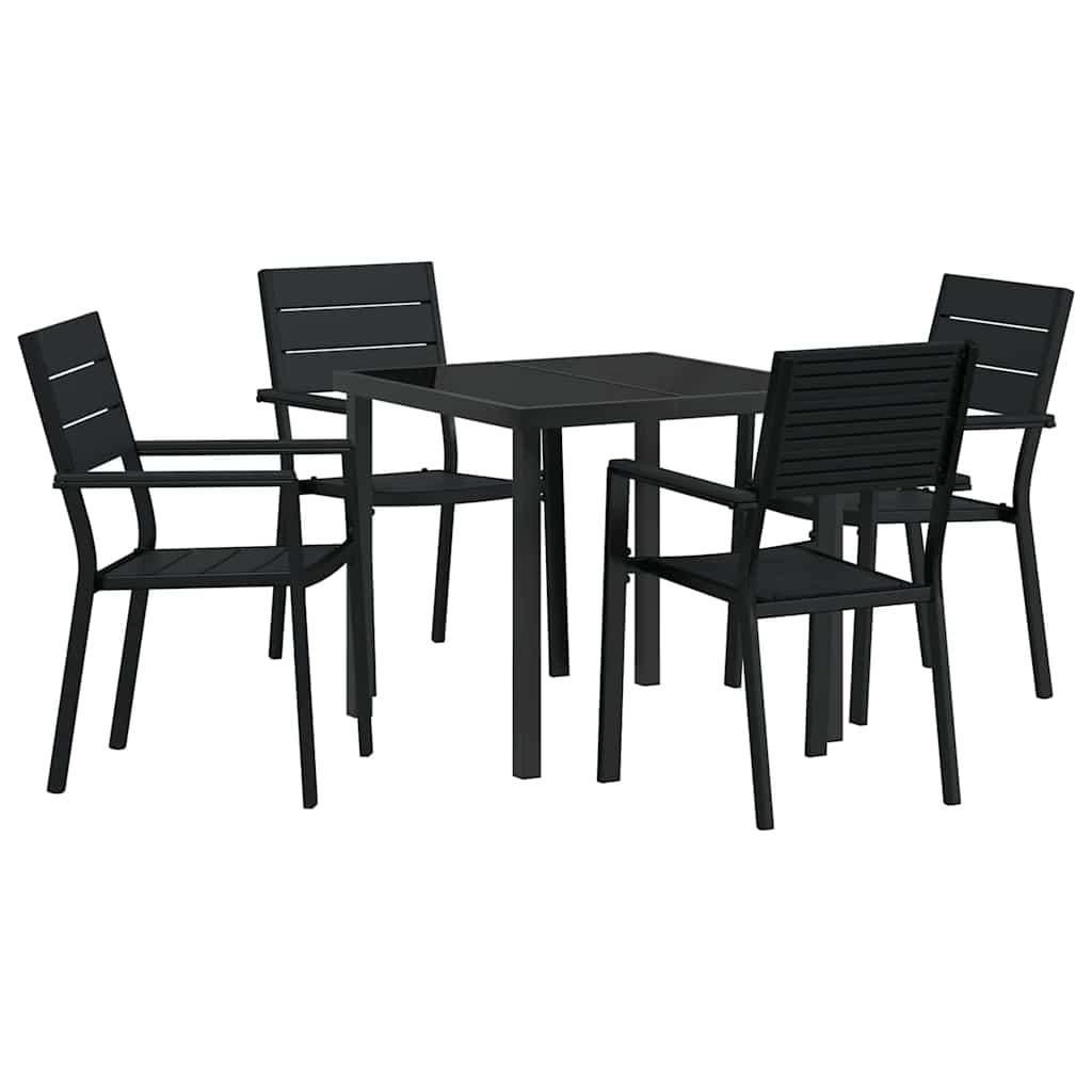 Have Spisebordssæt 5 pcs Sort Pulverlakeret stål