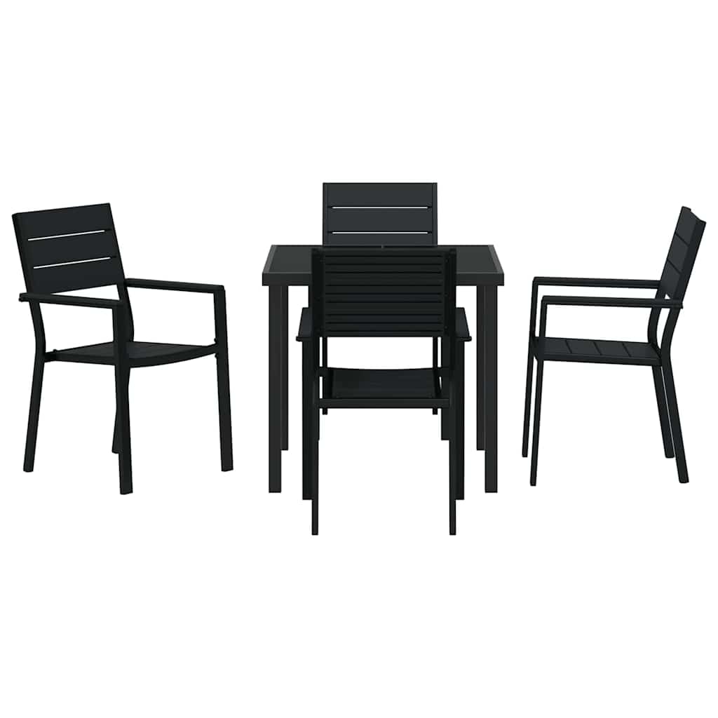 Have Spisebordssæt 5 pcs Sort Pulverlakeret stål