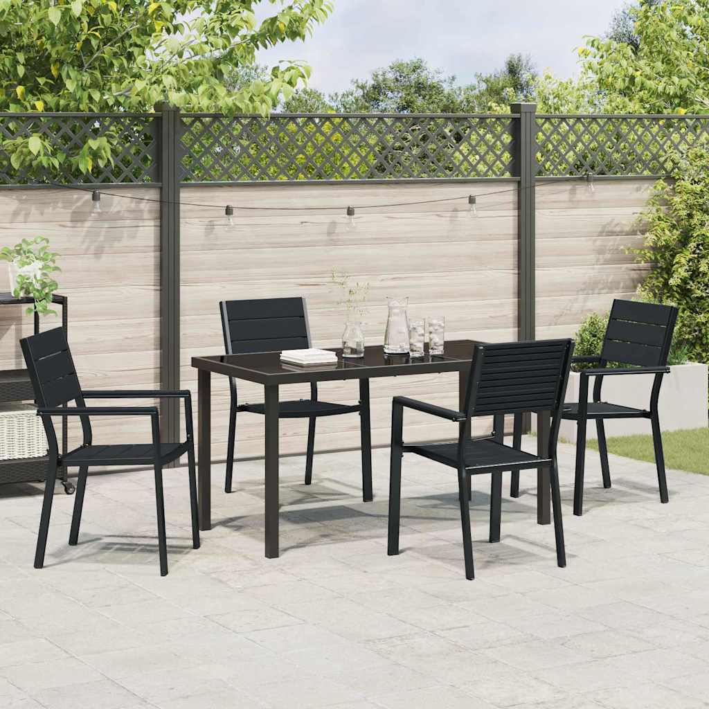 Have Spisebordssæt 5 pcs Sort Pulverlakeret stål