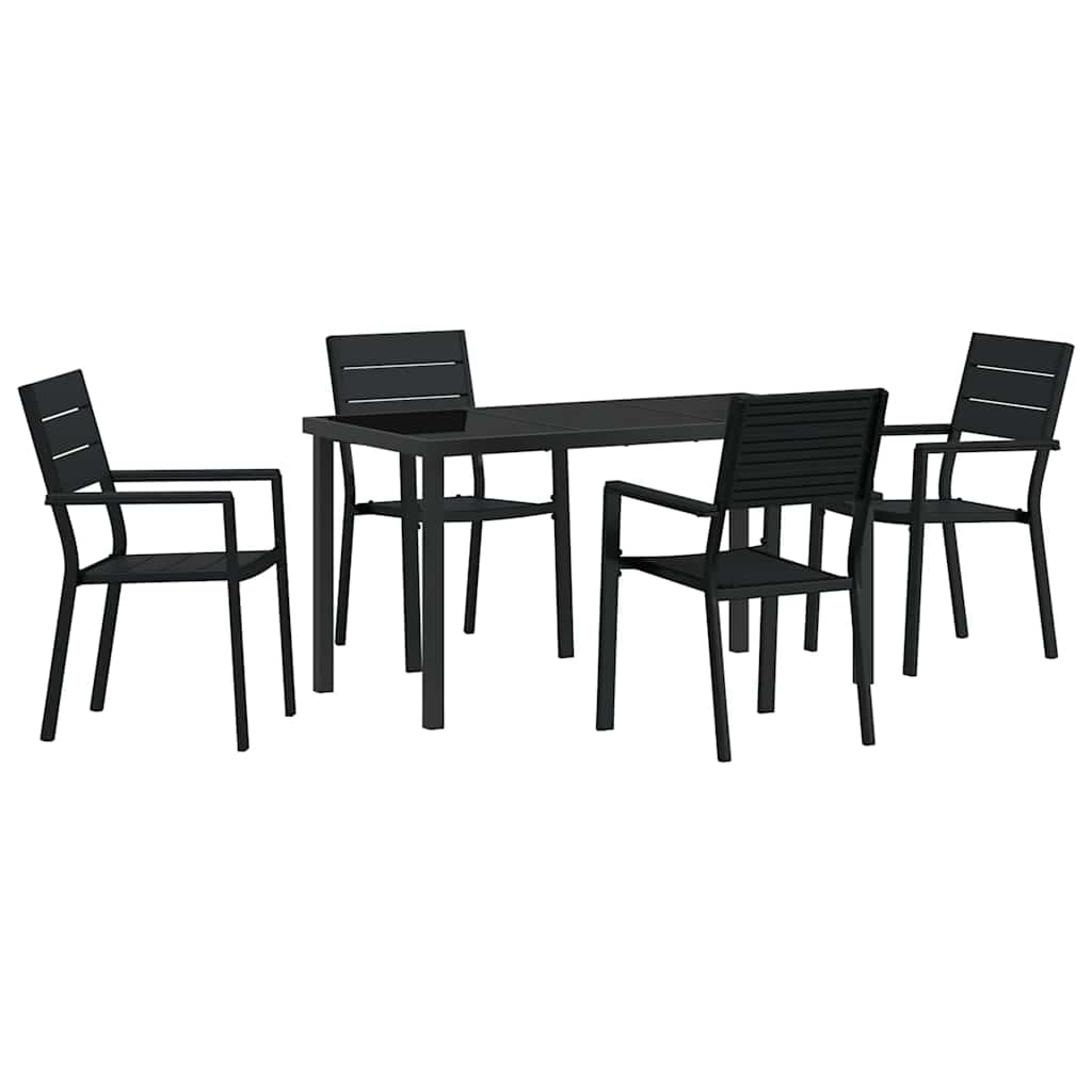 Have Spisebordssæt 5 pcs Sort Pulverlakeret stål