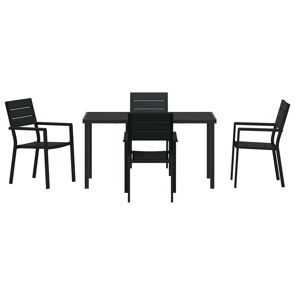 Have Spisebordssæt 5 pcs Sort Pulverlakeret stål