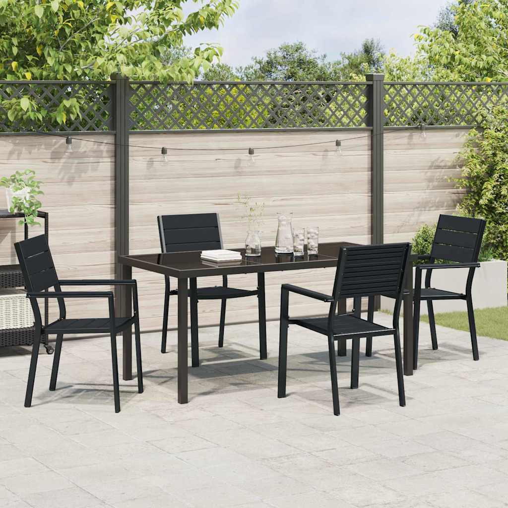 Have Spisebordssæt 5 pcs Sort Pulverlakeret stål