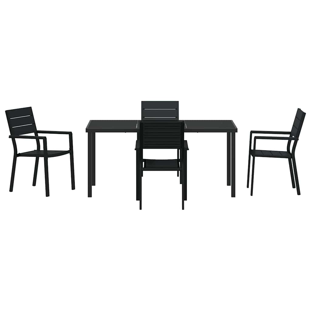 Have Spisebordssæt 5 pcs Sort Pulverlakeret stål