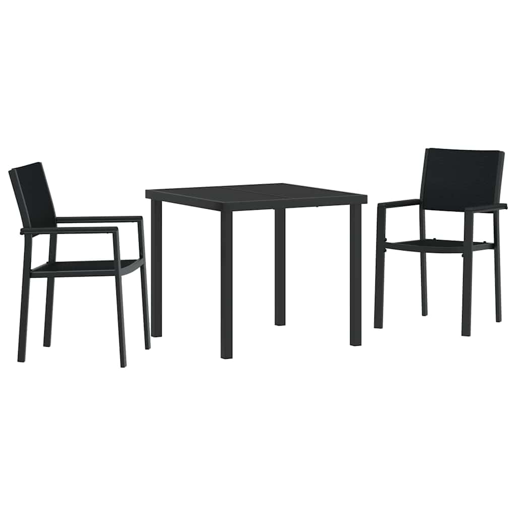 Have Spisebordssæt 3 pcs Sort Pulverlakeret stål