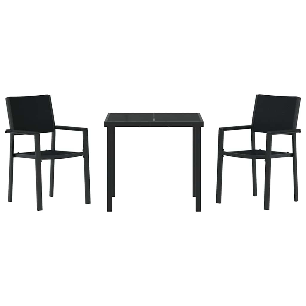 Have Spisebordssæt 3 pcs Sort Pulverlakeret stål