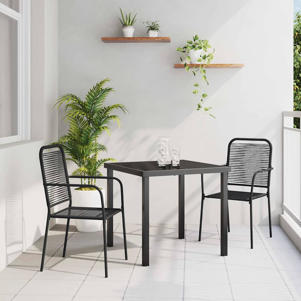 Have Spisebordssæt 3 pcs Sort Pulverlakeret stål