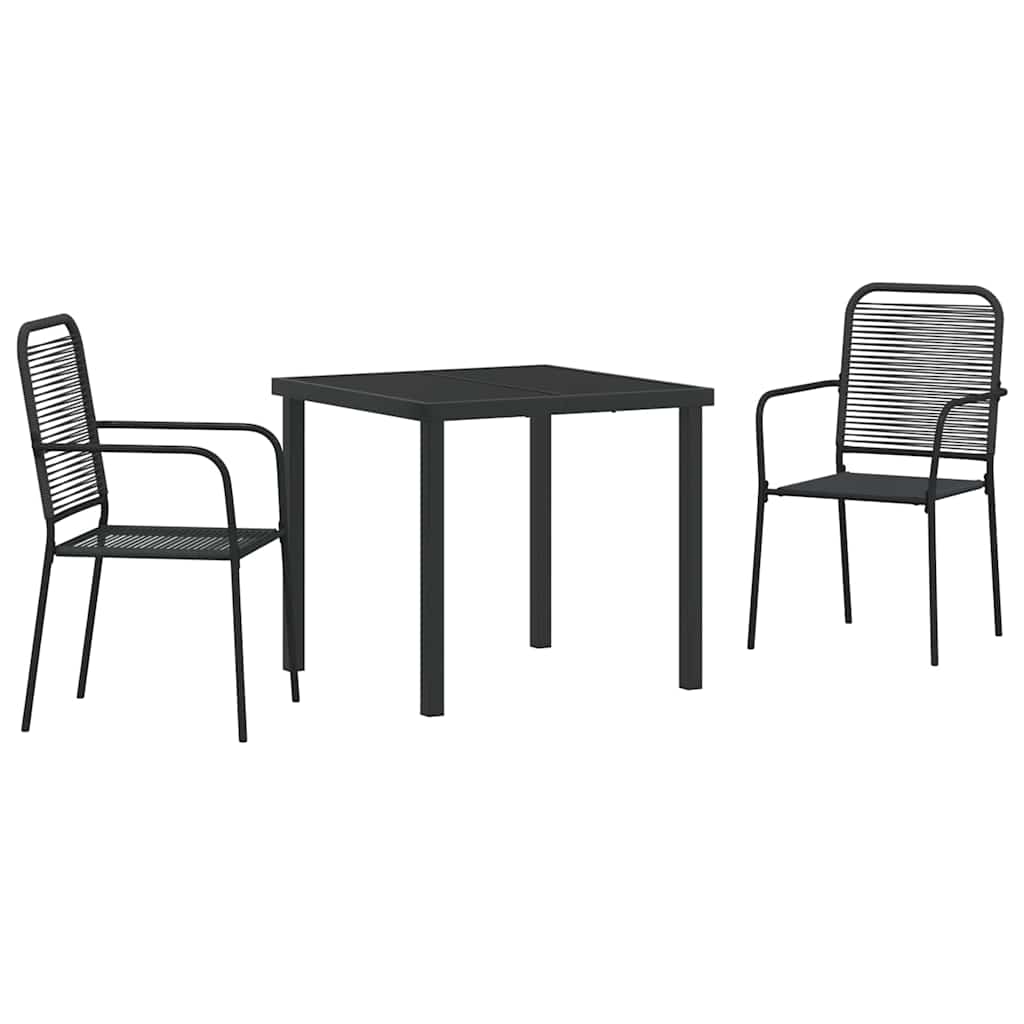 Have Spisebordssæt 3 pcs Sort Pulverlakeret stål