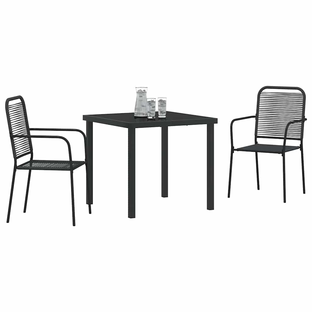 Have Spisebordssæt 3 pcs Sort Pulverlakeret stål