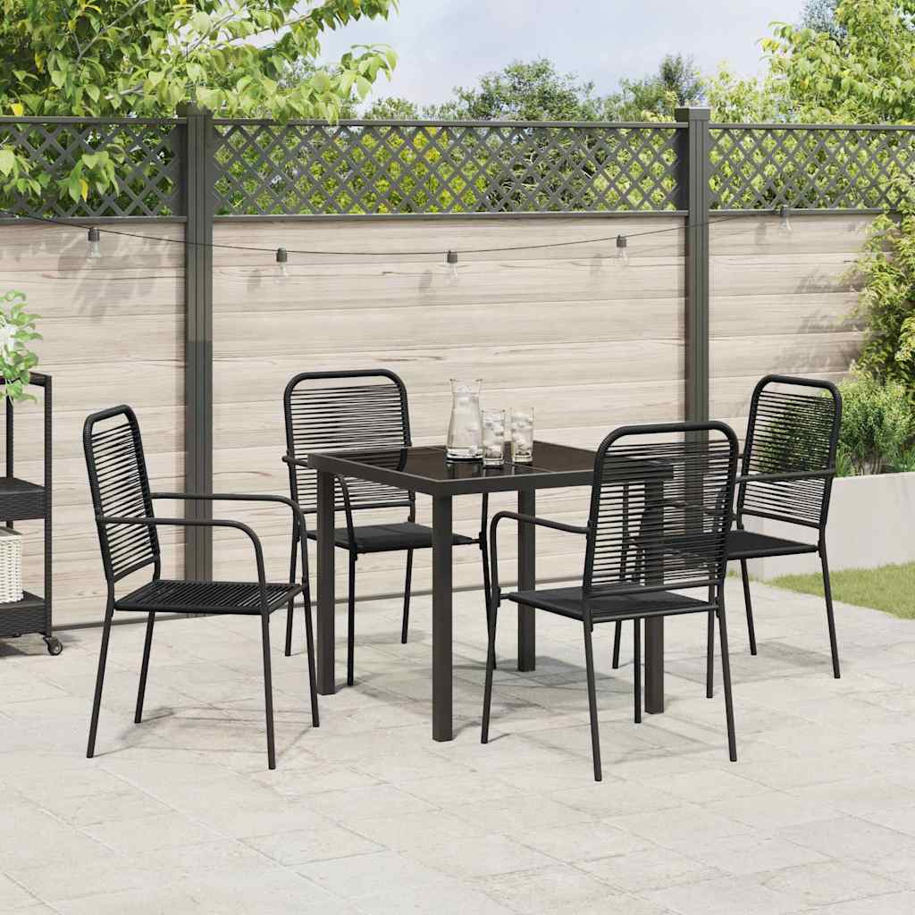 Have Spisebordssæt 5 pcs Sort Pulverlakeret stål