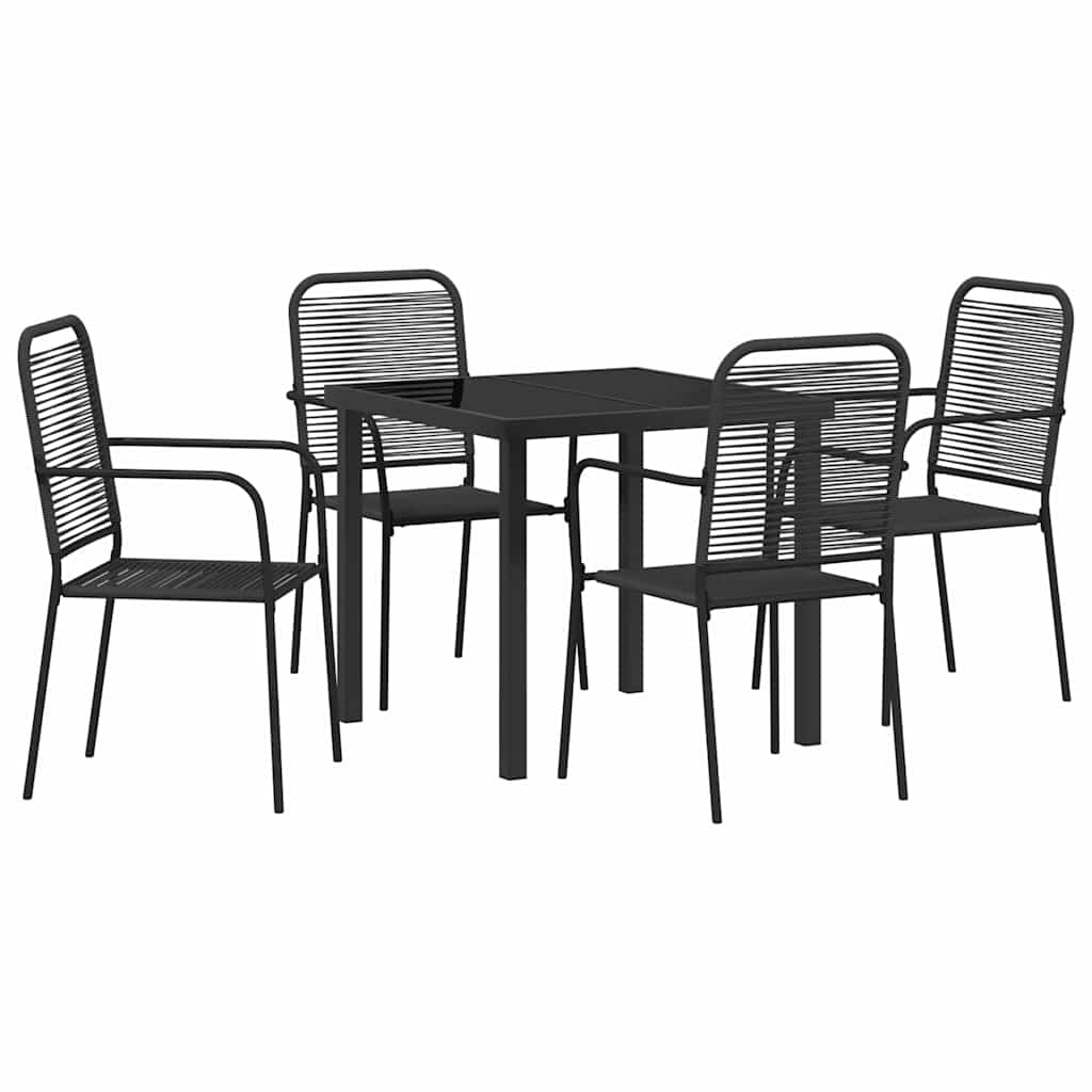 Have Spisebordssæt 5 pcs Sort Pulverlakeret stål