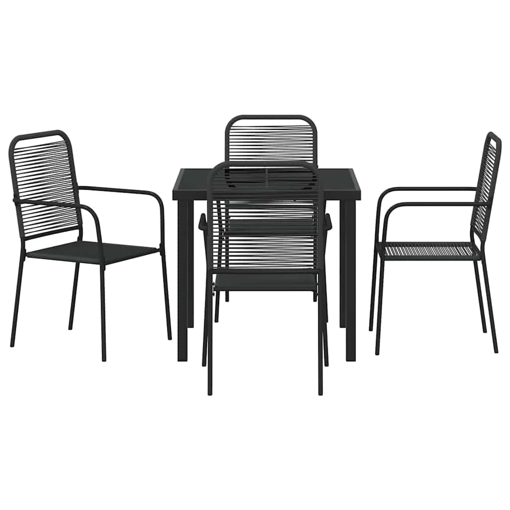 Have Spisebordssæt 5 pcs Sort Pulverlakeret stål