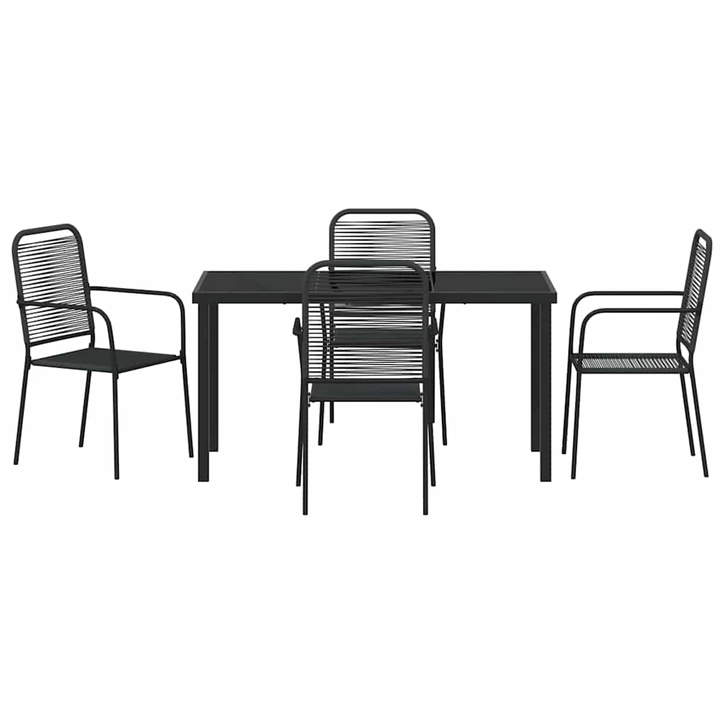 Have Spisebordssæt 5 pcs Sort Pulverlakeret stål