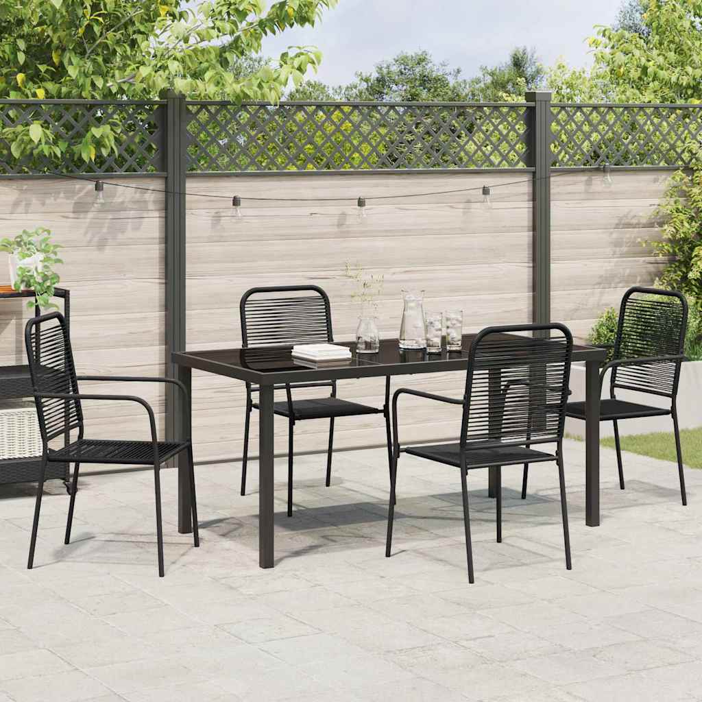 Have Spisebordssæt 5 pcs Sort Pulverlakeret stål