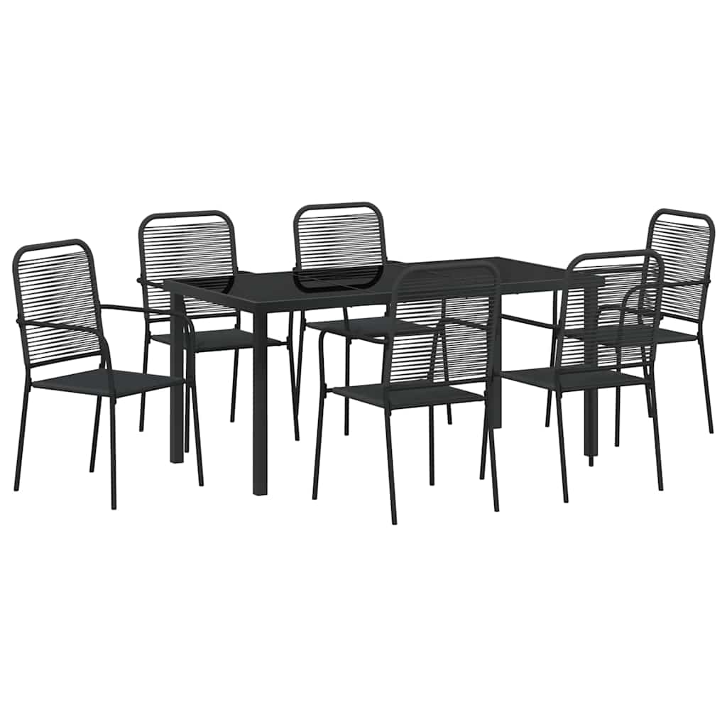 Have Spisebordssæt 7 pcs Sort Pulverlakeret stål