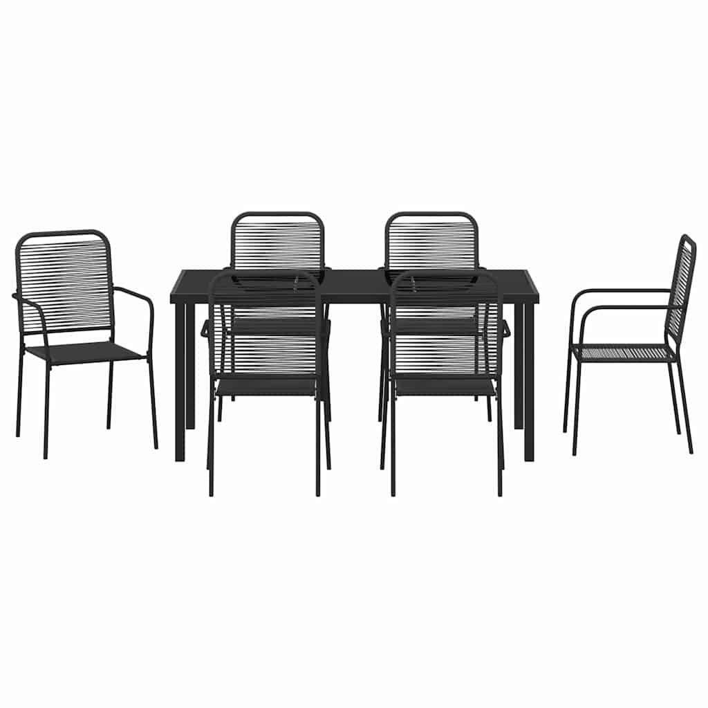 Have Spisebordssæt 7 pcs Sort Pulverlakeret stål